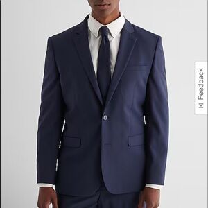 Express skinny fit wool blend navy suit jacket